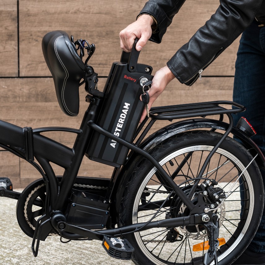 Batería extraíble de la bicicleta eléctrica You-Ride Amsterdam de Youin.